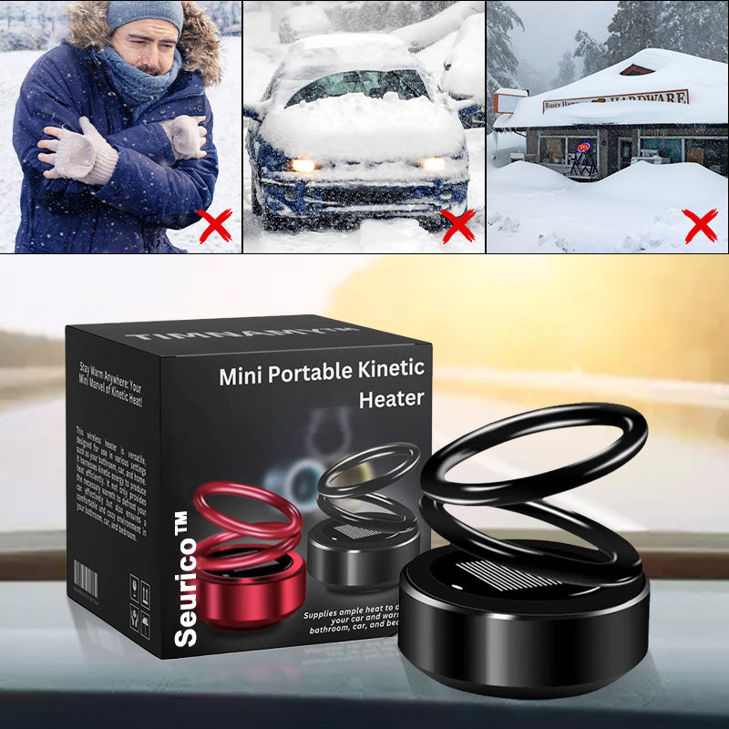 Mini Portable Kinetic Heater, Auto Rotating Solar Double Ring Heater,  Kinetic Heater for Ehicles, For Car, Living Rooms, Bathrooms (Black)